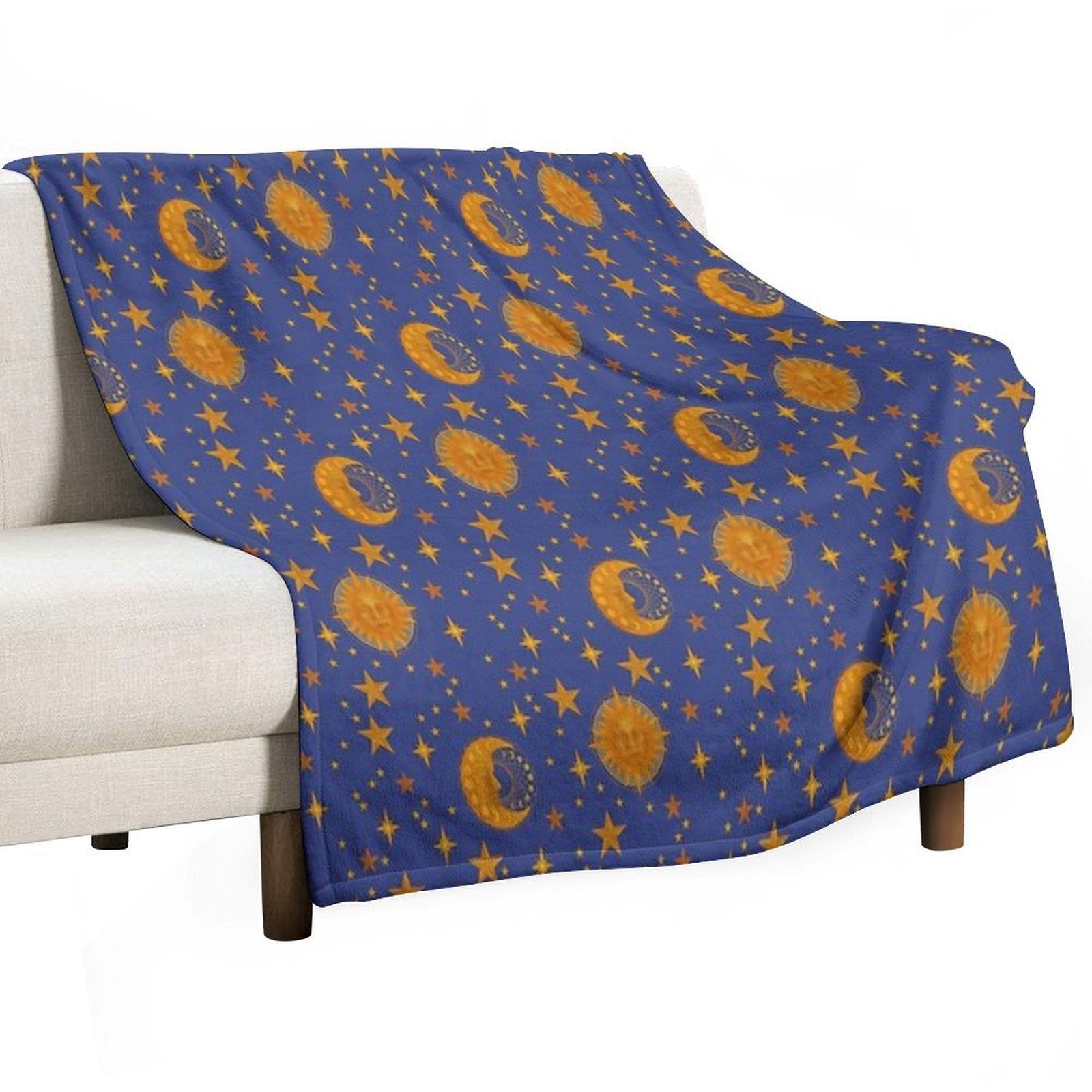 Bohemian 90's Sun And Moon Celestial Pattern Wrinkle-free Throw Blanket