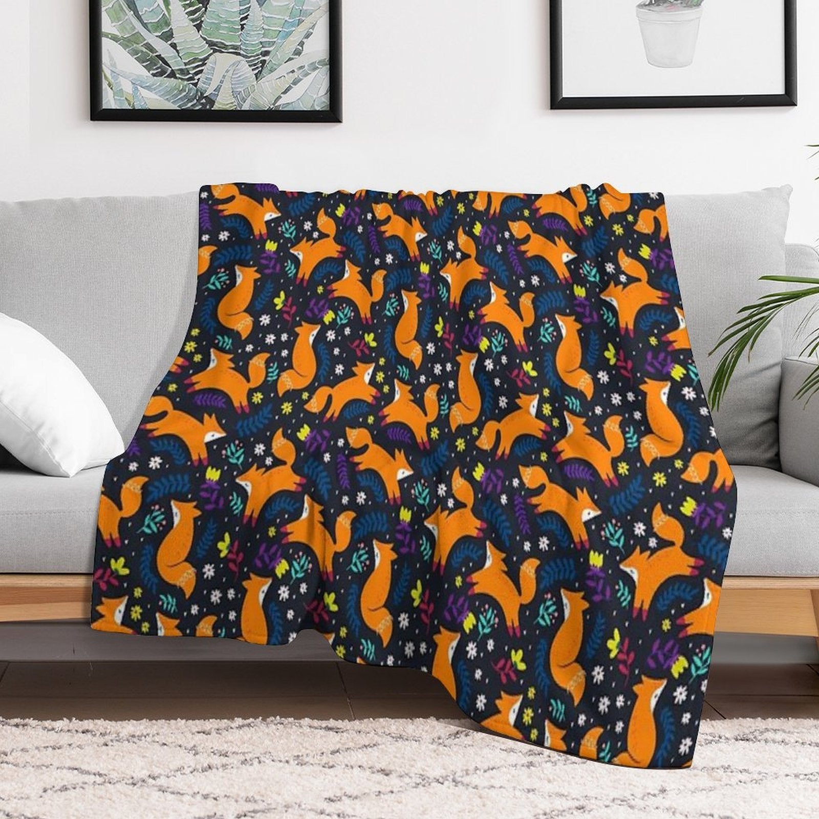 Frolicking Foxes Versatility Throw Blanket