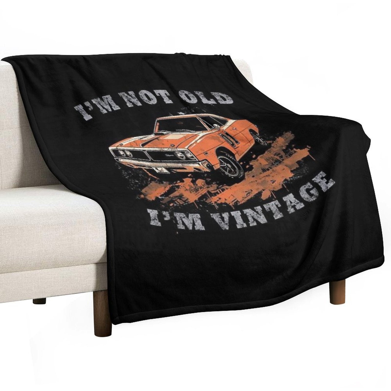 I'm Not Old I'm Classic Funny Car Graphic 1969 Dodge Charger Travel-friendly Throw Blanket