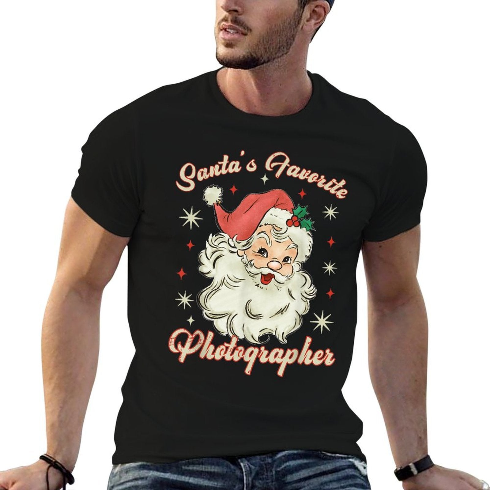 Santas Favorite Photographer, Funny Christmas Santa  Versatile T-Shirt