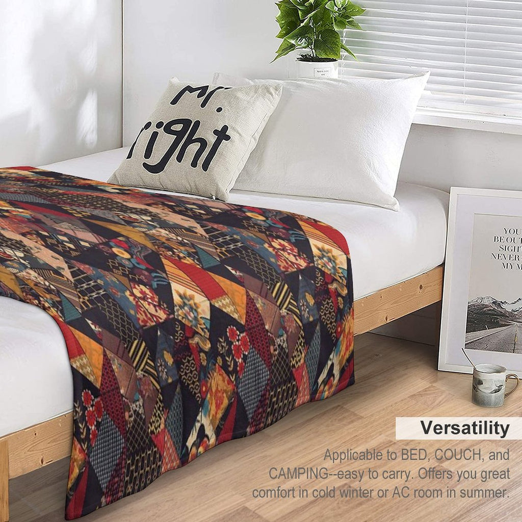 Symmetry Flow - Seamless Pattern Furoshiki Design Plush Throw Blanket