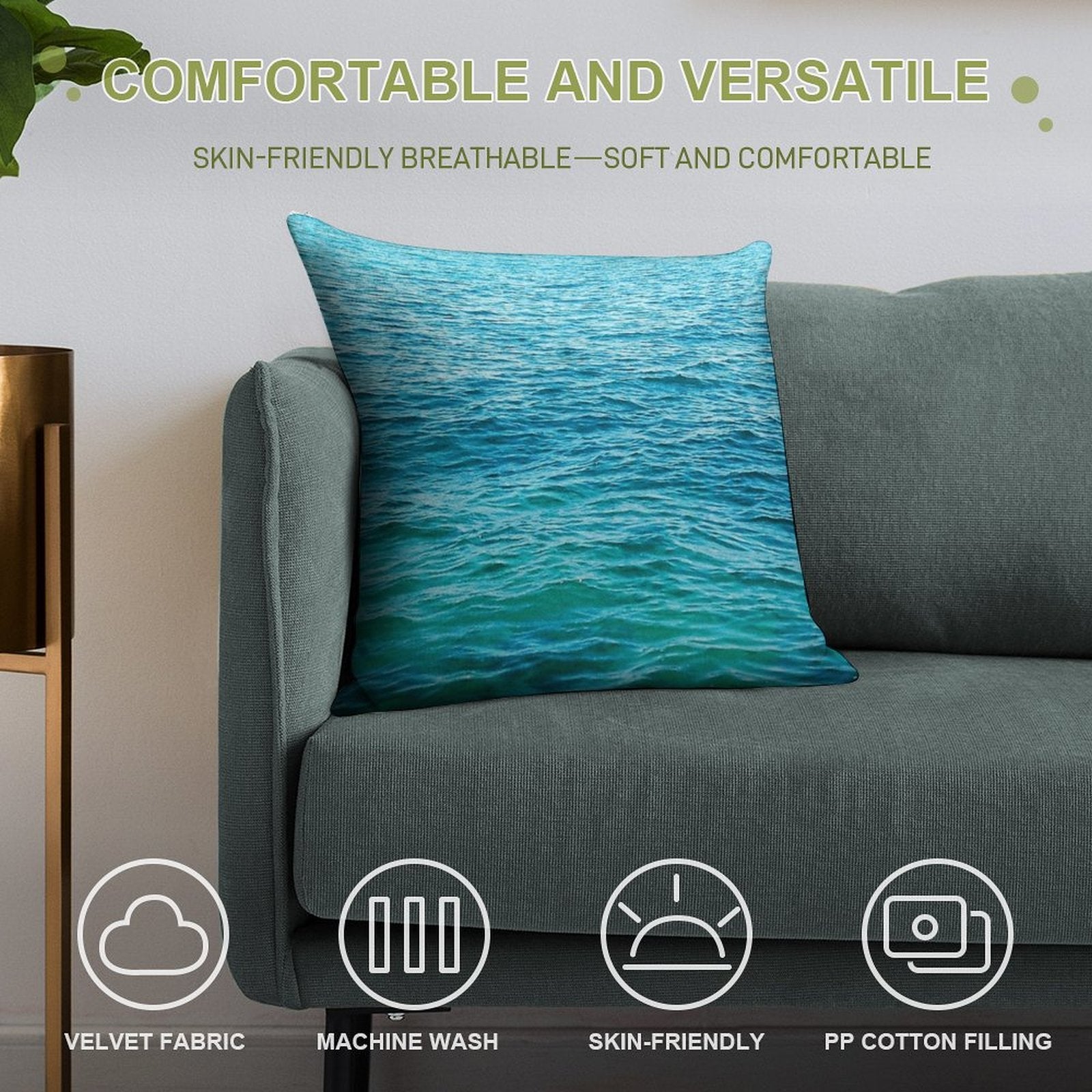 Turquoise Ocean Soft Gift Ready Throw Pillow