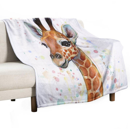 Baby Giraffe Watercolor Painting, Nursery Art Quick-dry Throw Blanket
