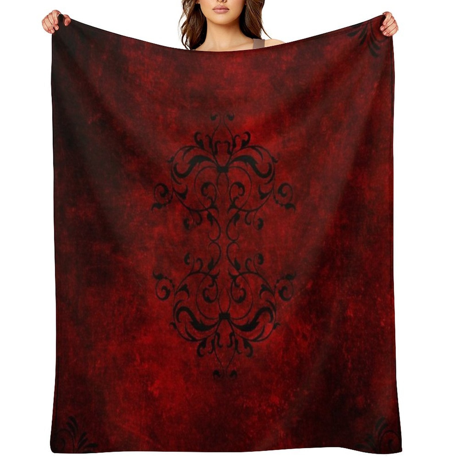 Vintage Red Designer Machine-washable Throw Blanket