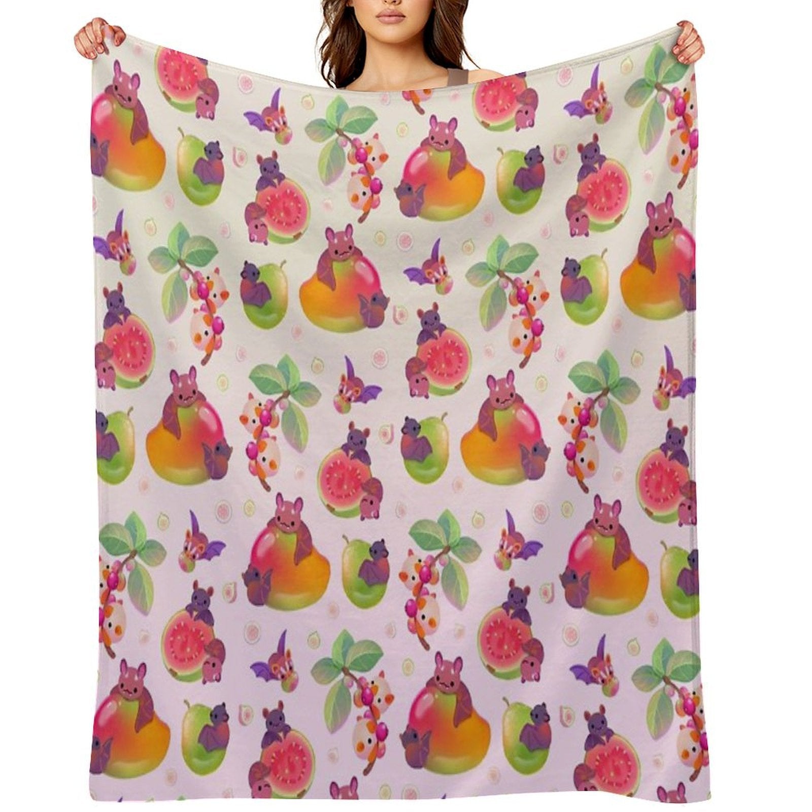 Fruit And Bat - Pastel All-season Throw Blanket