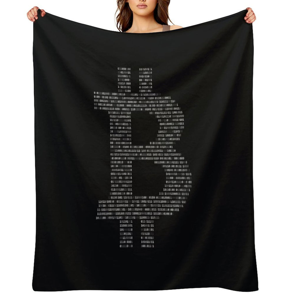 Bitcoin Binary Black Premium Throw Blanket