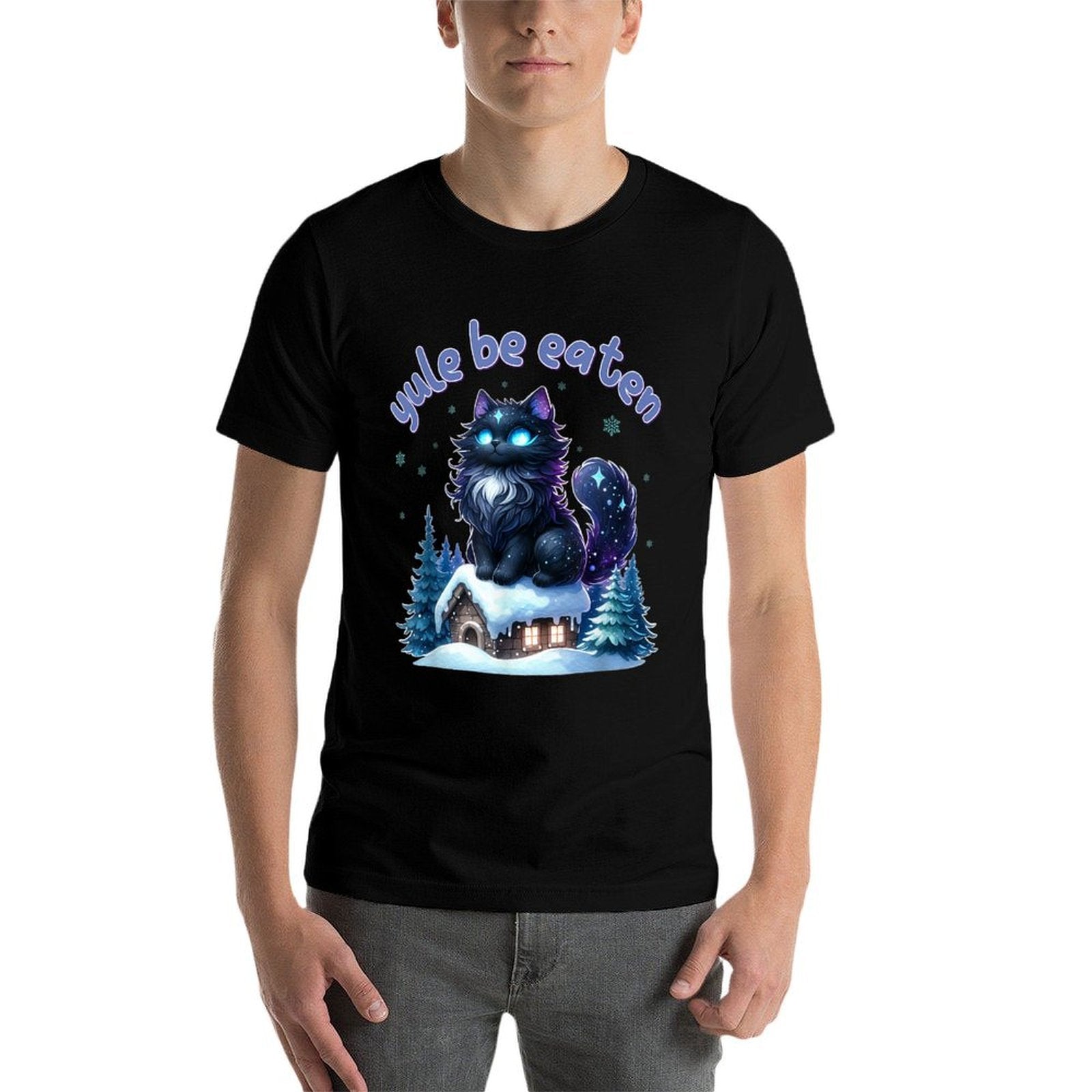 Yule Be Eaten Yule Cat Jolakotturinn Icelandic Christmas Men Women Kids  Polyester Blend T-Shirt
