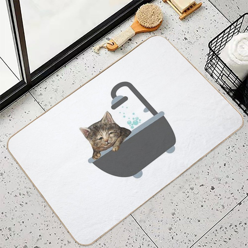 Bath Cat A Funny And Cute Lazy Cat Design  Pet-Safe Bath Mat