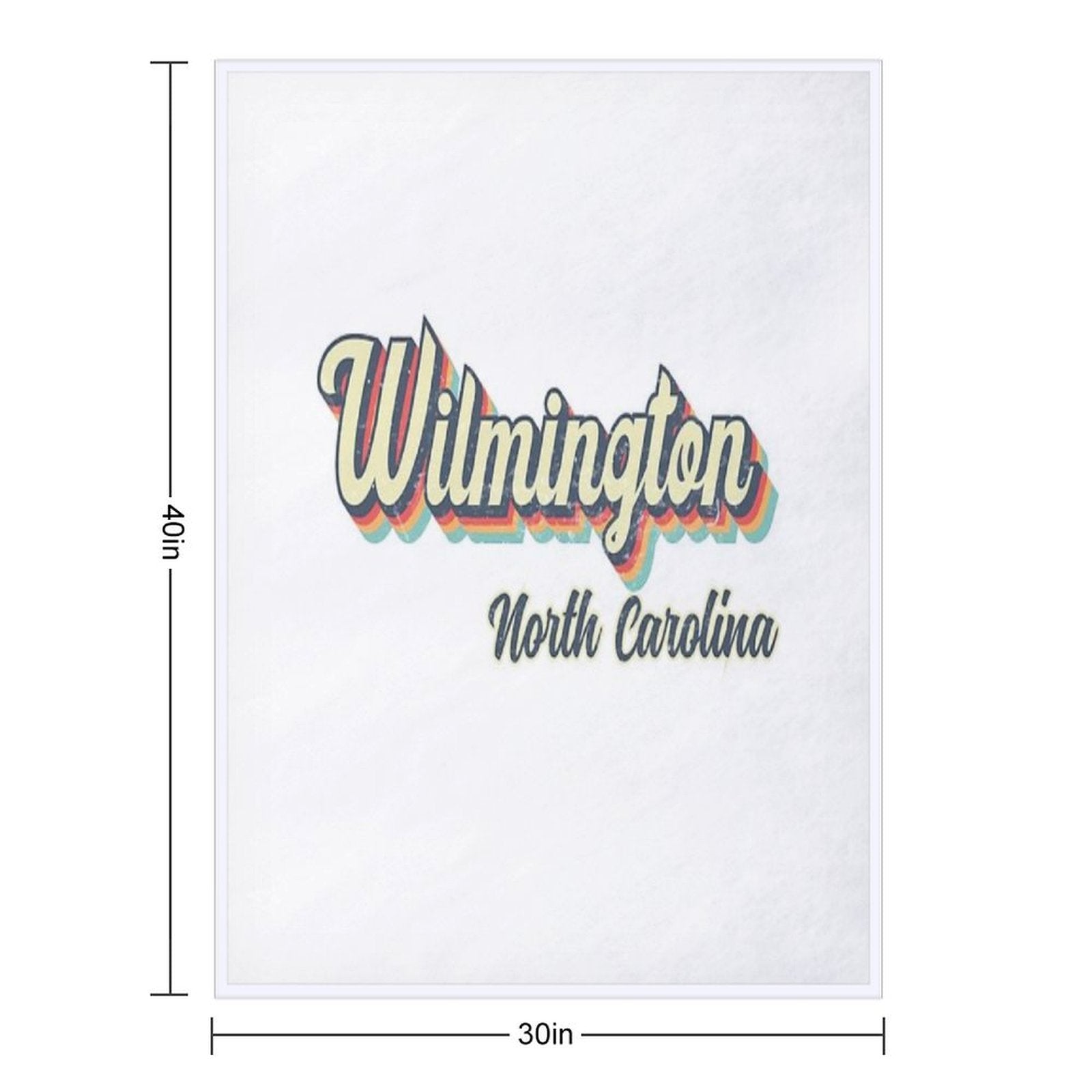 Wilmington City North Carolina Retro Vintage 70s Rainbow Comfort Throw Blanket