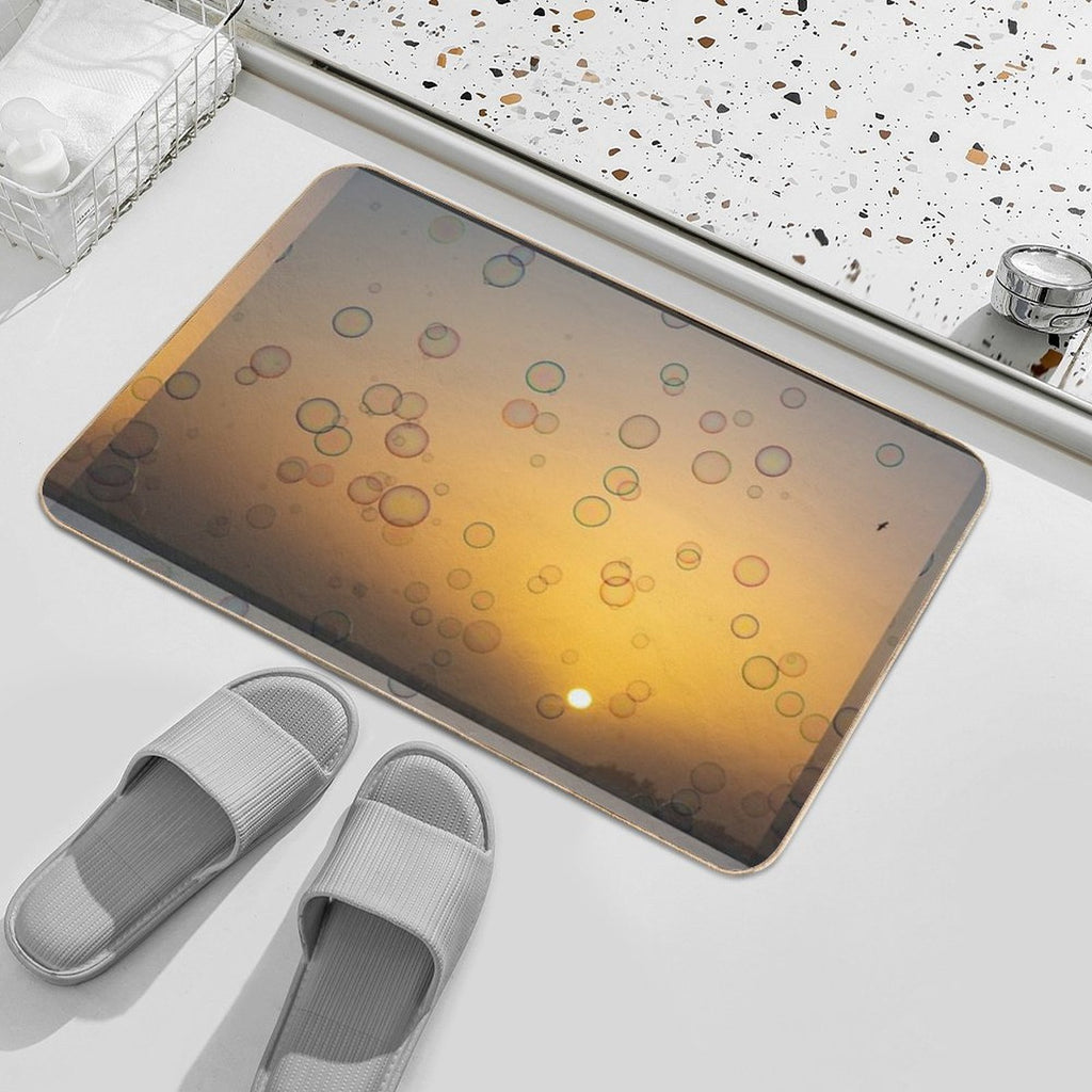 Soap Bubbles at Sunset  Stain-Proof Bath Mat