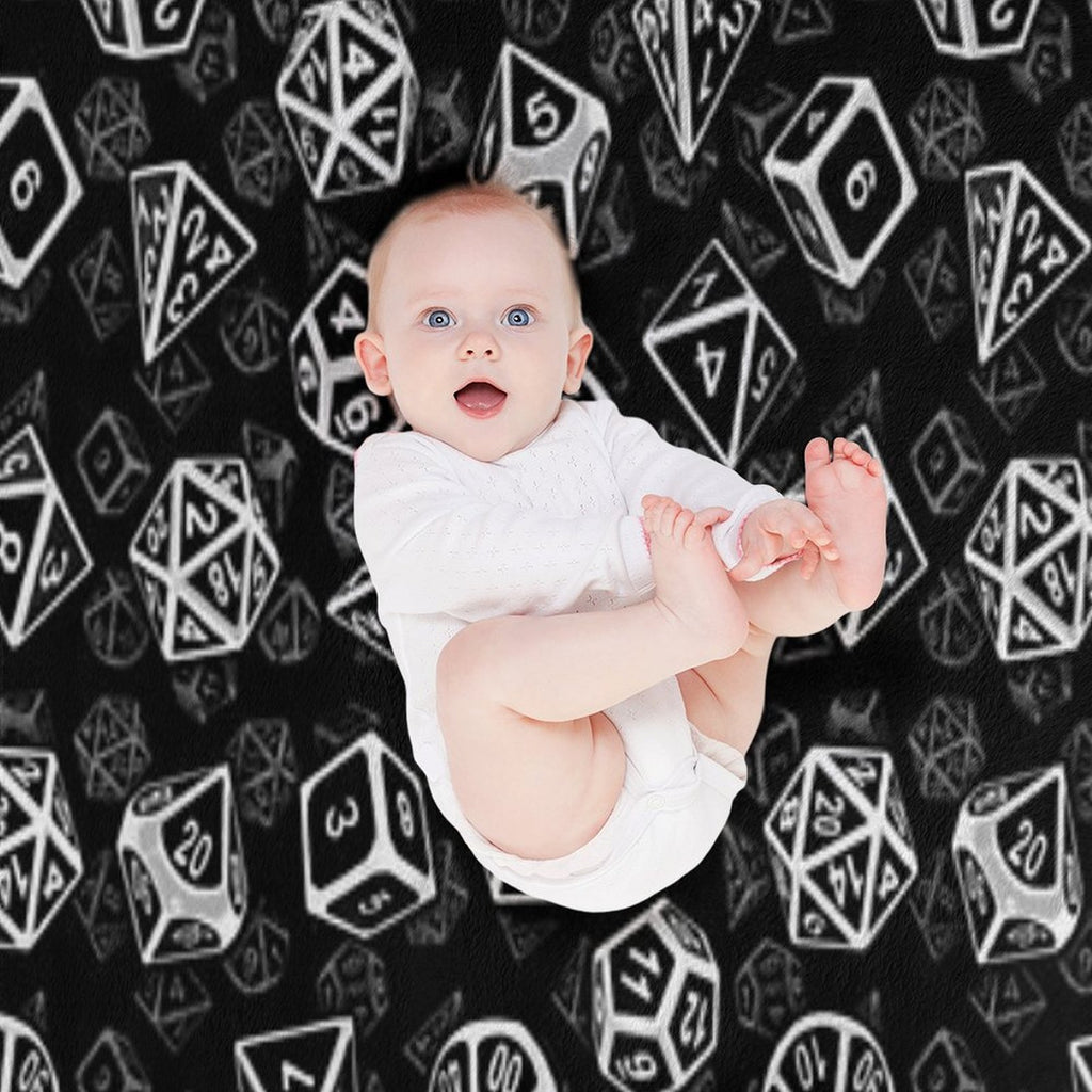 D20 Dice Set Pattern (White) Gift-ready Throw Blanket