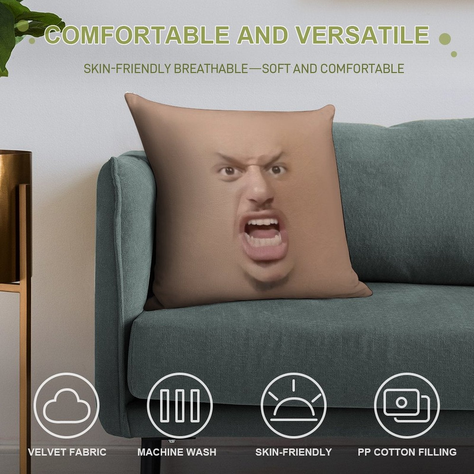 Eric Andre Yelling Soft Decorative Cover Throw Pillow