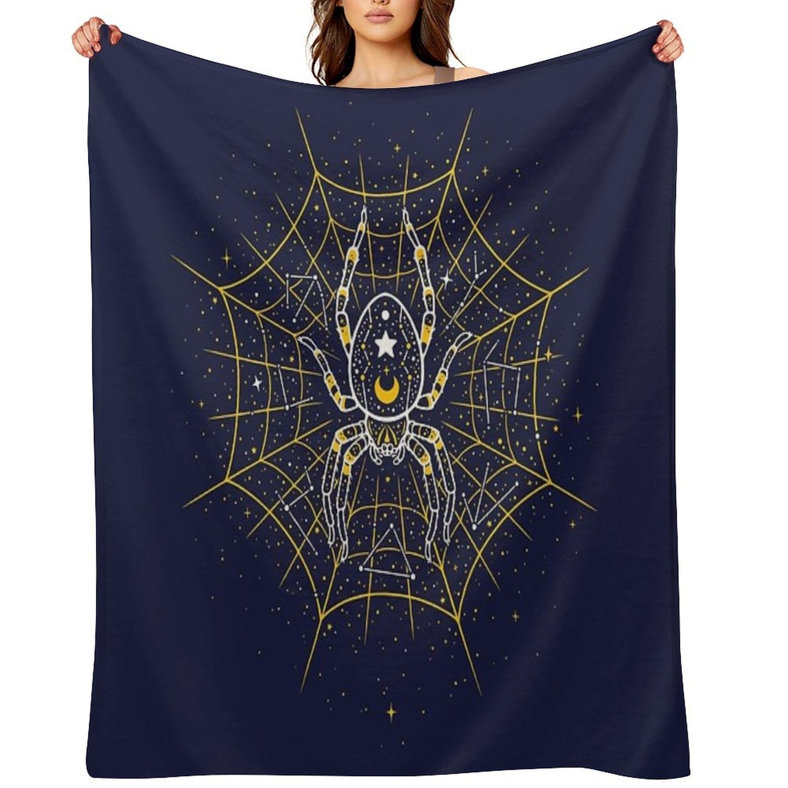 Celestial Spider on Starry Web Easy Care Throw Blanket