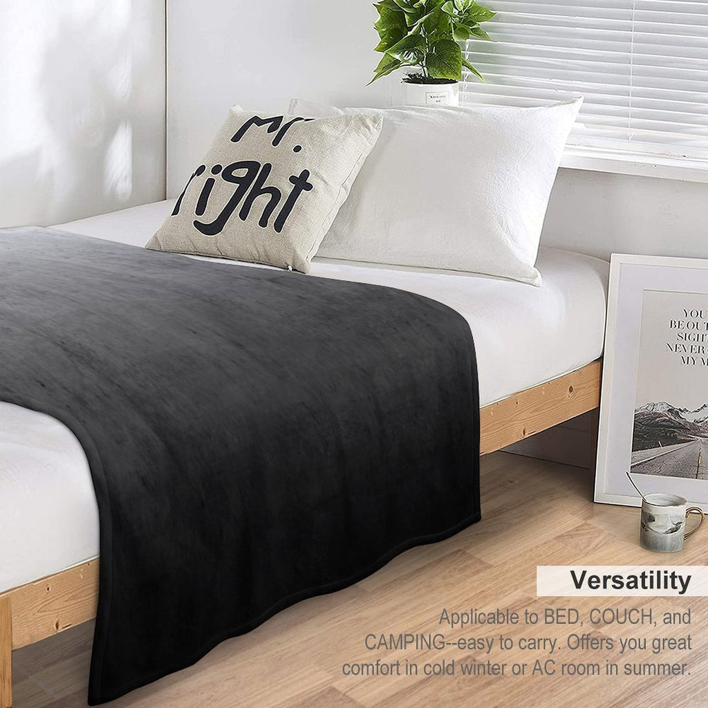 Black Ombre on Concrete Texture Plush Throw Blanket