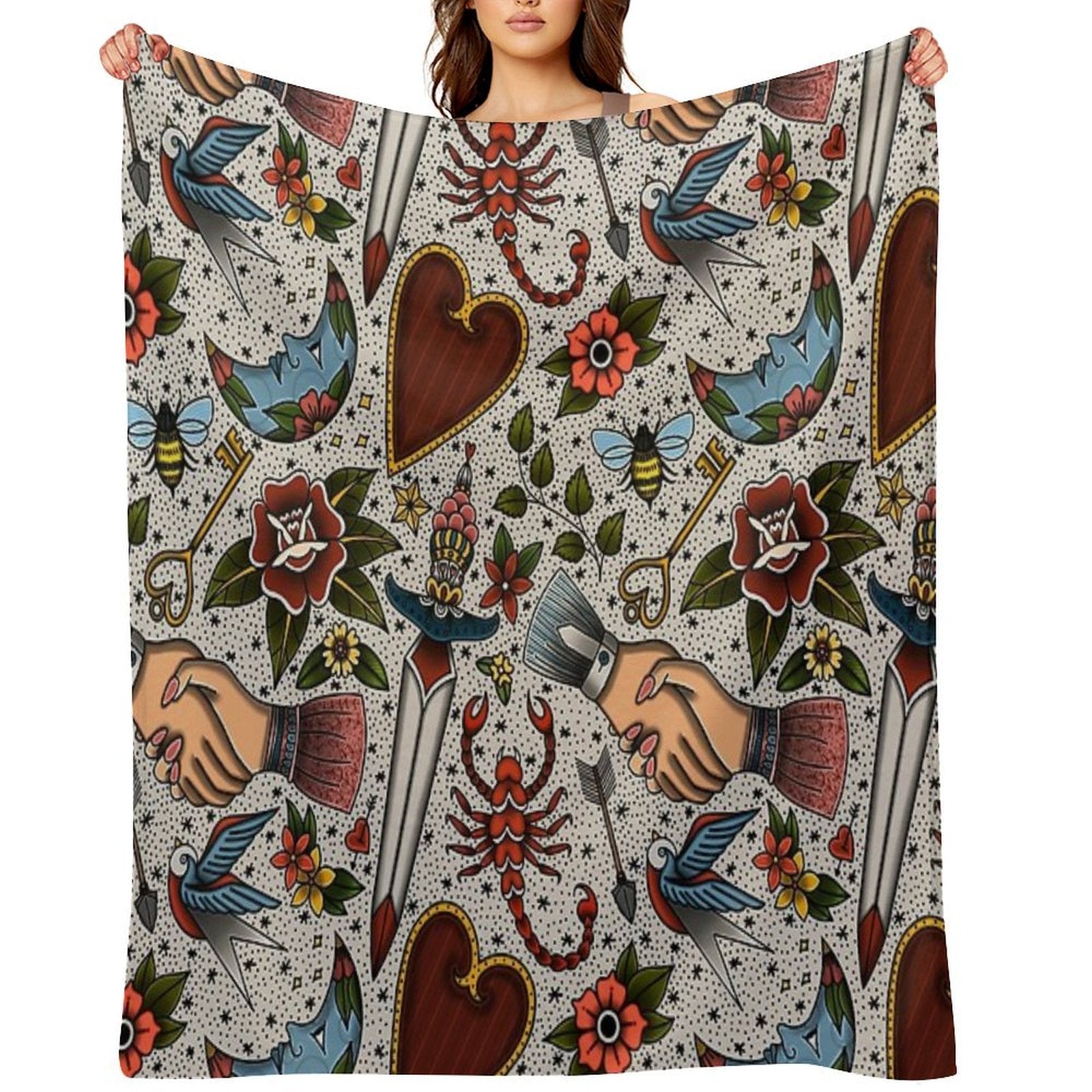 American Traditional Flash Pattern Anti-pilling Throw Blanket