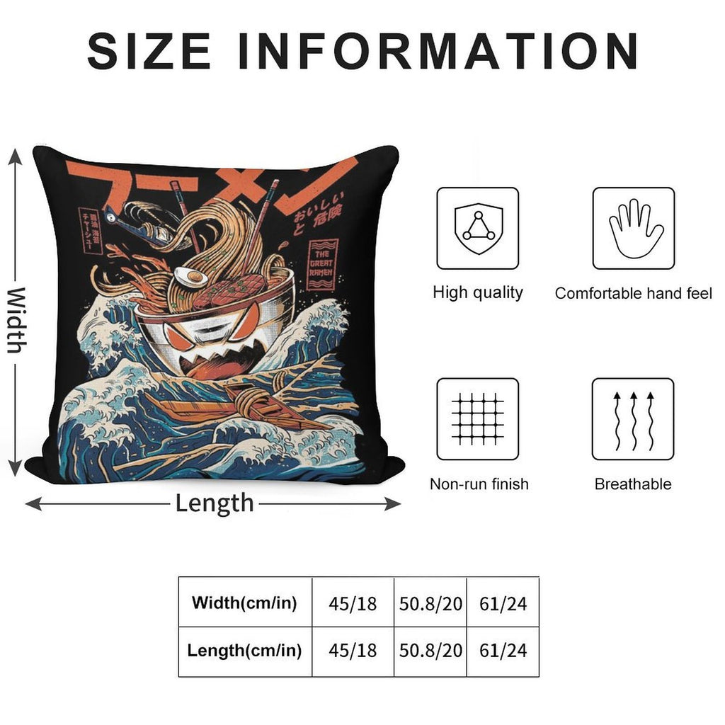 The Black Great Ramen Soft Reinforced Edging Throw Pillow