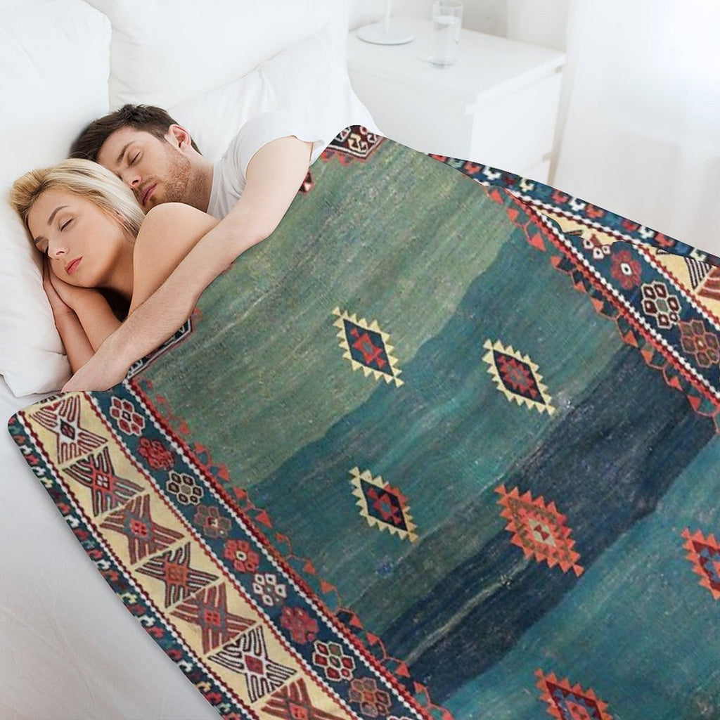 Sivas Antique Turkish Niche Kilim Print Multi-functional Throw Blanket