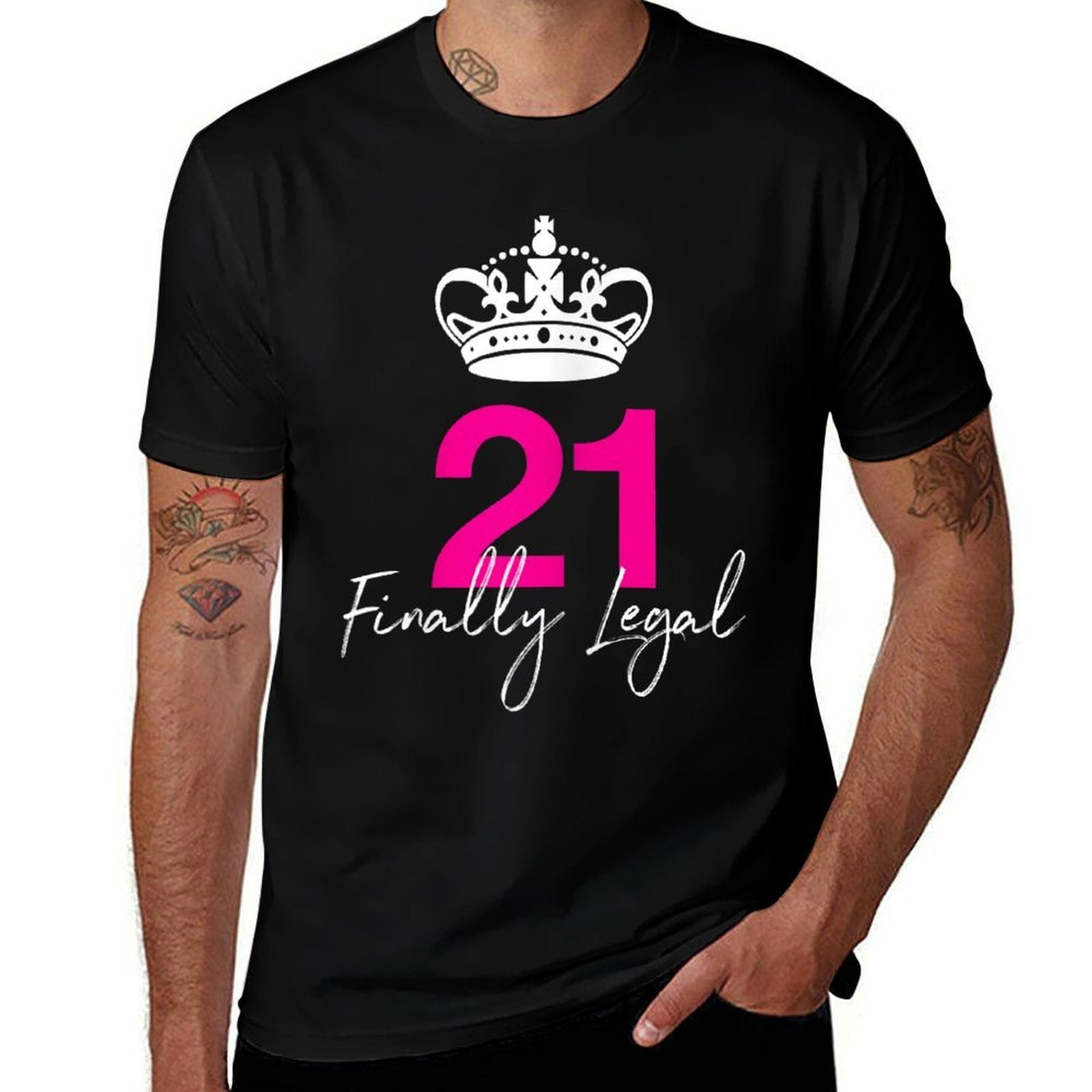 Finally Legal 21st Birthday Shirt for Her  Easy-care T-Shirt