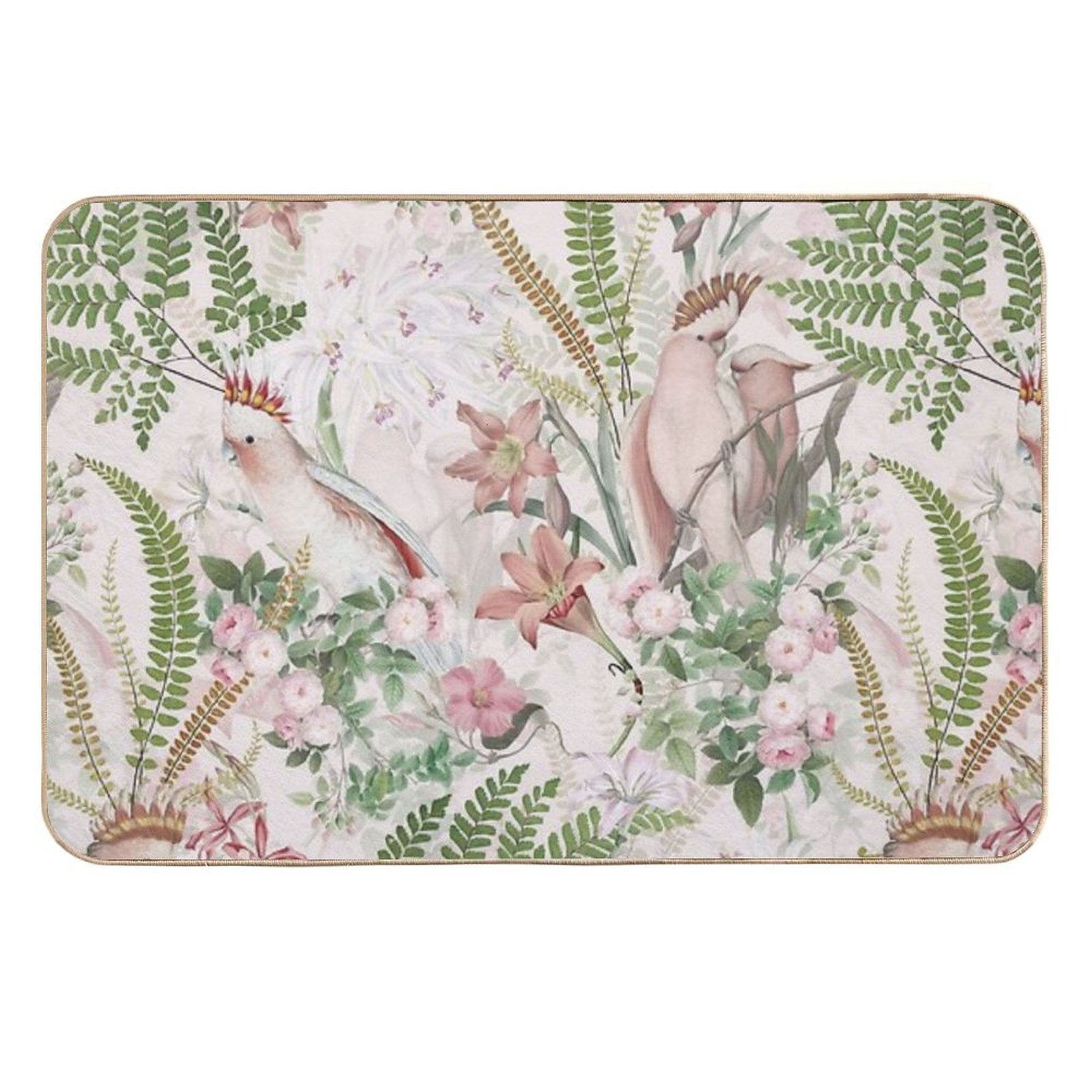 Vintage Cockatoo Jungle Botanical Garden 1 Nightgarden  Easy Maintenance Bath Mat
