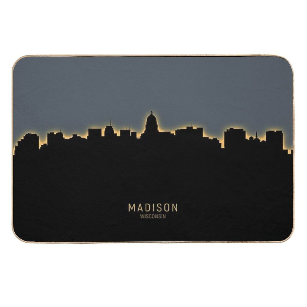 Madison Wisconsin Skyline  Fade-Resistant Bath Mat