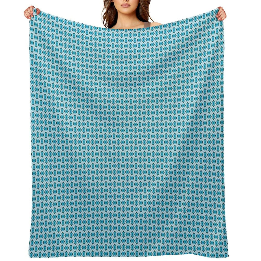 Overlapping Aqua Blue Diamonds Quick-dry Throw Blanket