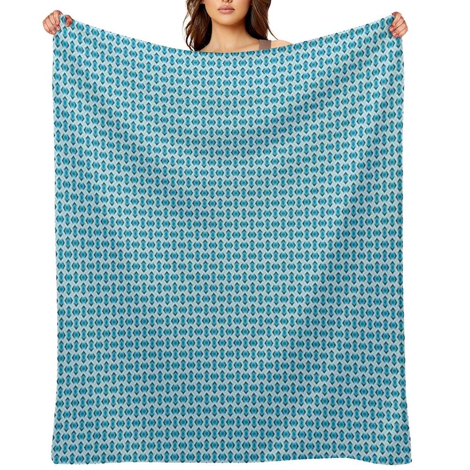 Overlapping Aqua Blue Diamonds Quick-dry Throw Blanket
