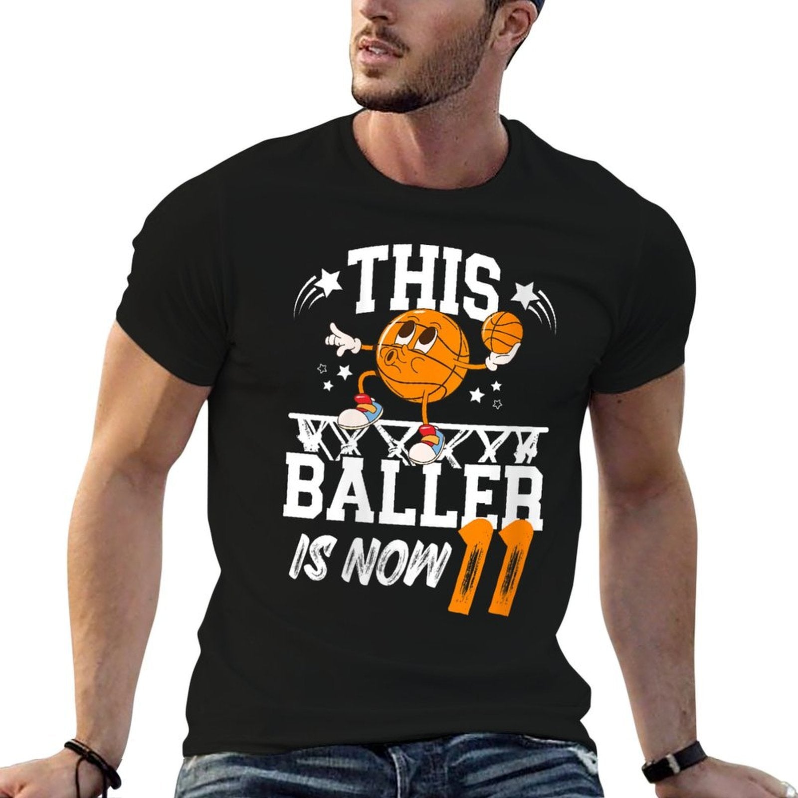 Womens 11th Basketball Birthday Eleven Year Old Basketball Player  Fade-proof Color T-Shirt