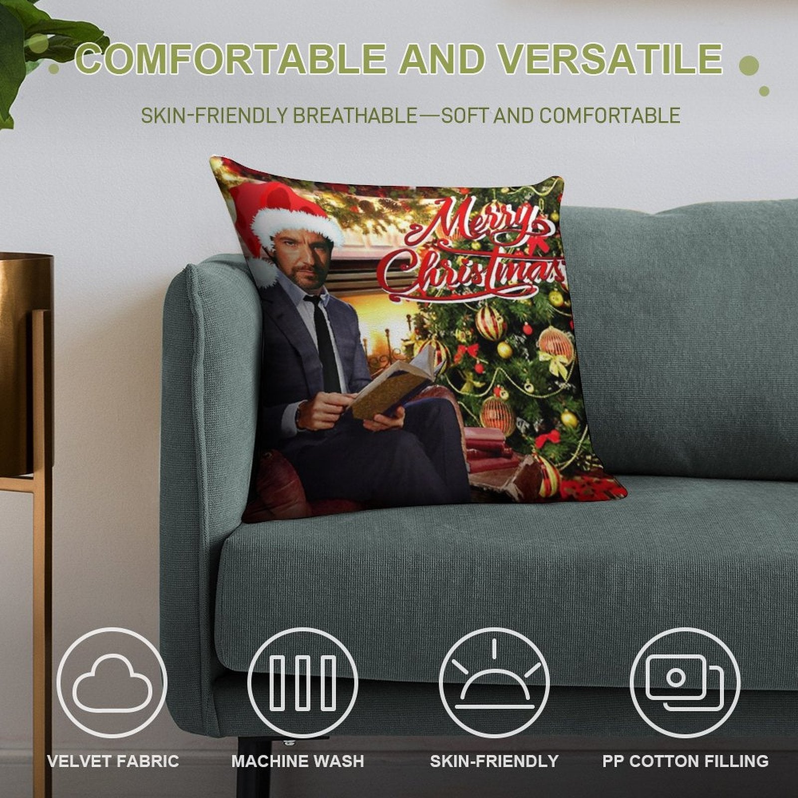 Die Hard Hans Gruber Merry Christmas Soft Bedroom Essential Throw Pillow