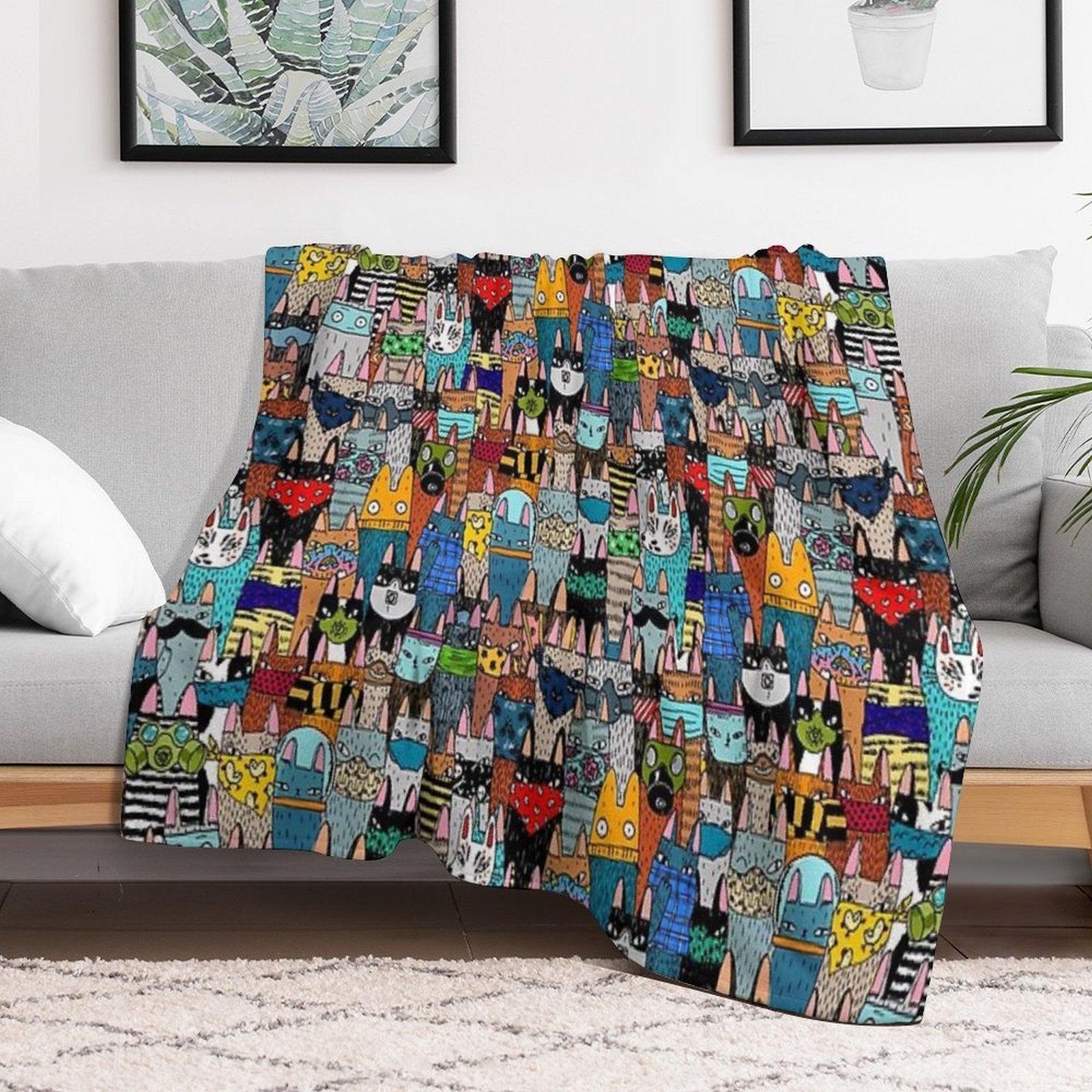 Cats in The Disguise Travel-friendly Throw Blanket