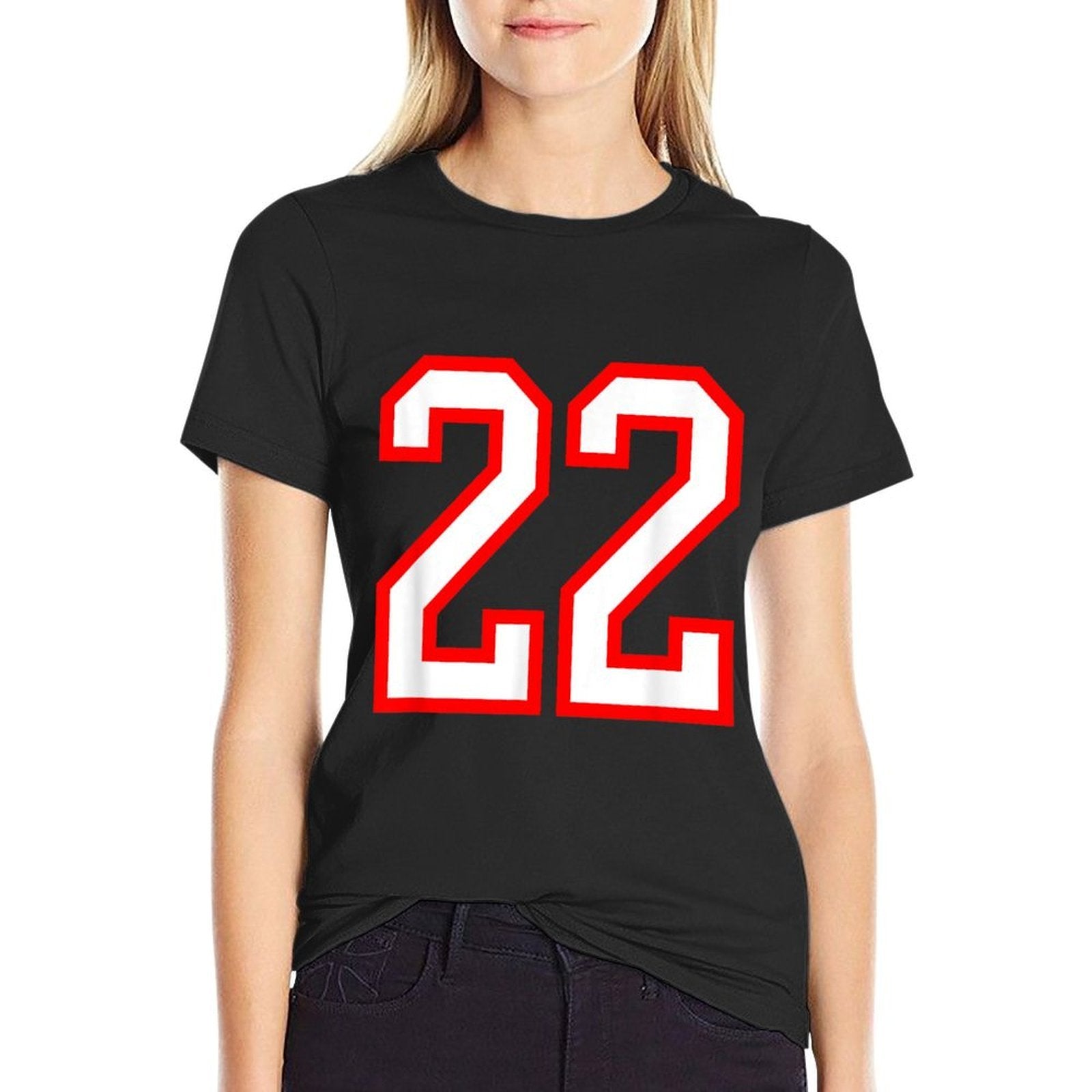 Number #22 Red Varsity Number 22  Cotton T-Shirt