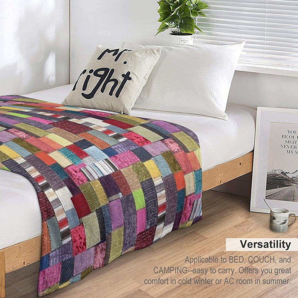 Another Patchwork Textured Fabric Design Lightweight Throw Blanket