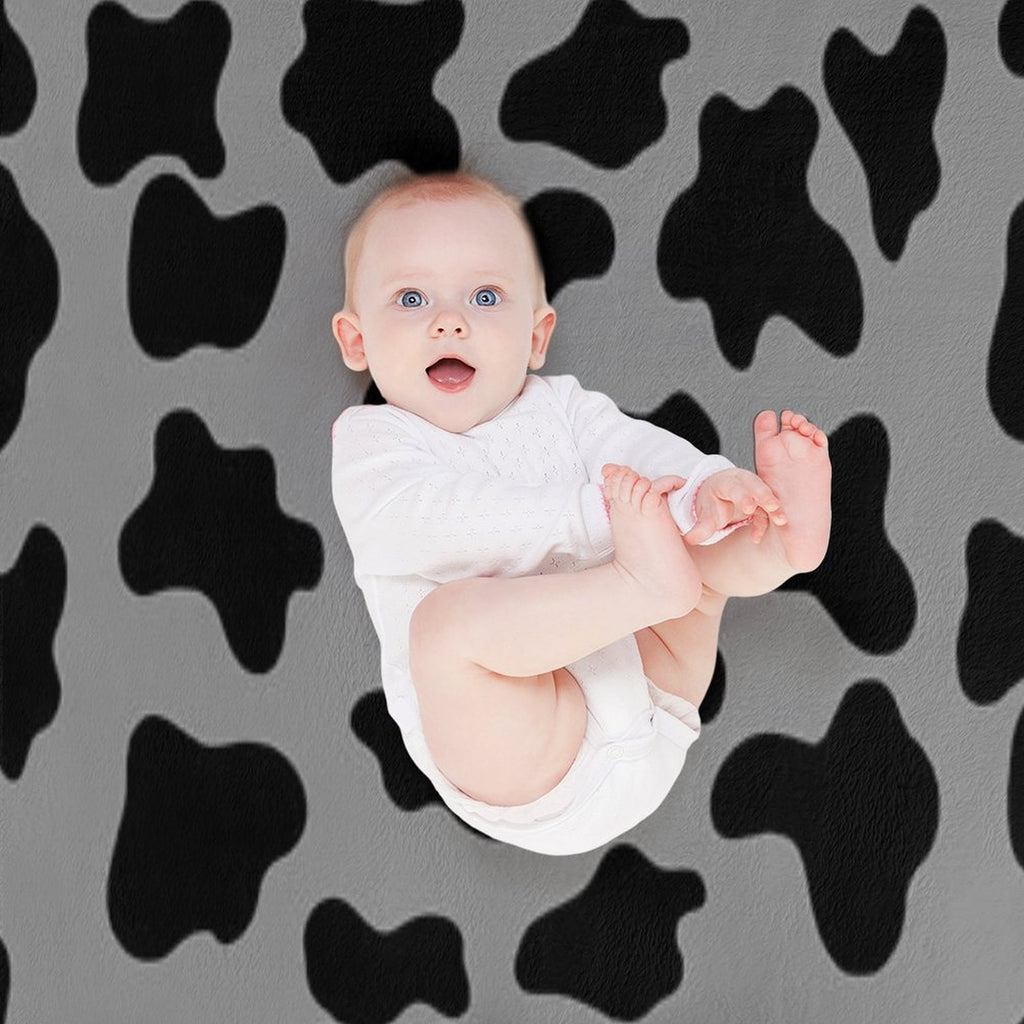Cow Animal Print Pattern Black And Grey Gift-ready Throw Blanket