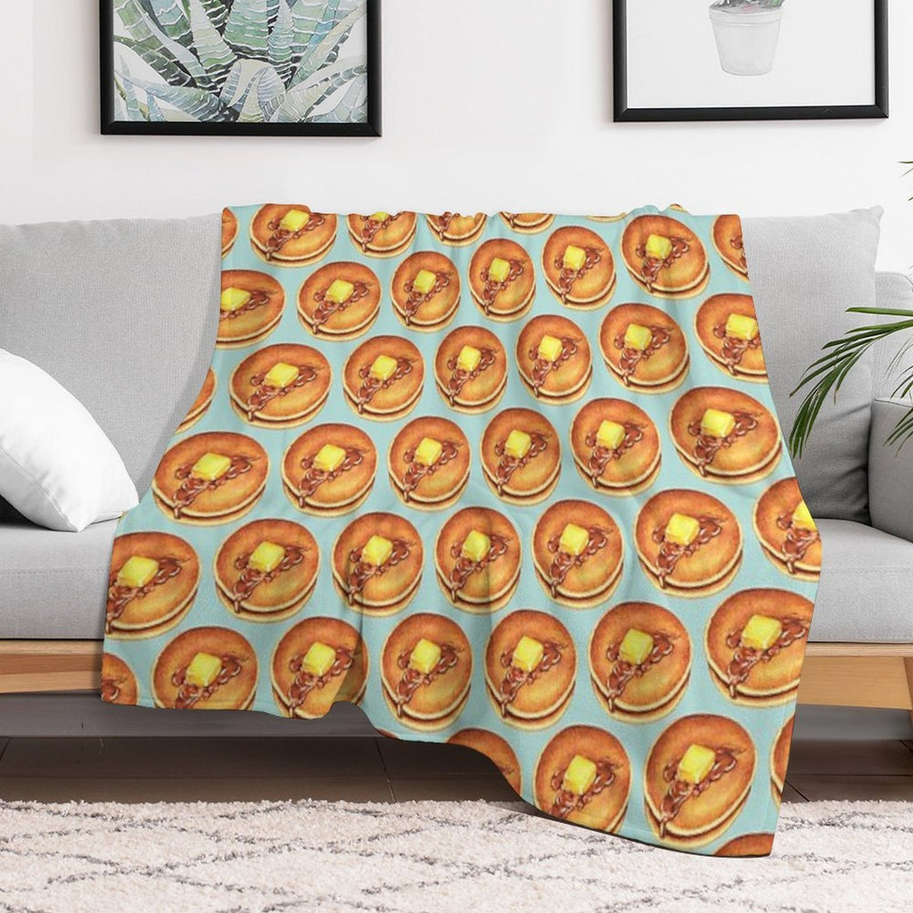 Pancakes Pattern - Blue Easy Care Throw Blanket