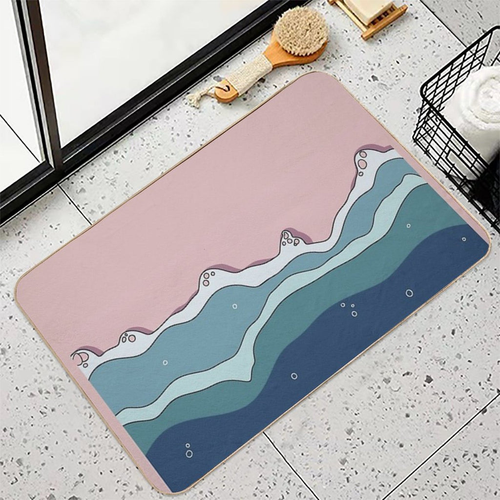 Cartoonish Seashore  Repositionable Bath Mat