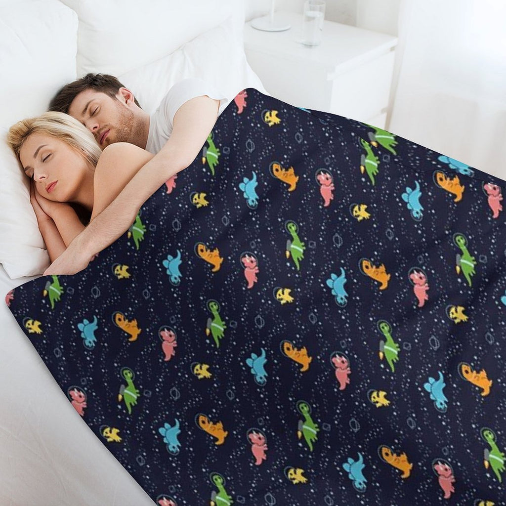 Dinosaurs In Space Pattern All-season Throw Blanket
