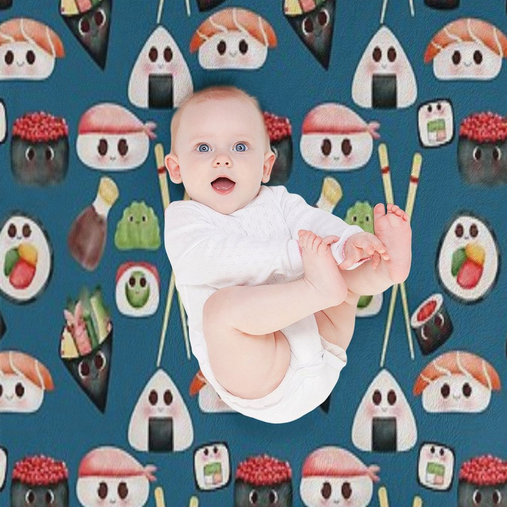 Kawaii Sushi Squad – Cute Japanese Food Illustration Versatility Throw Blanket