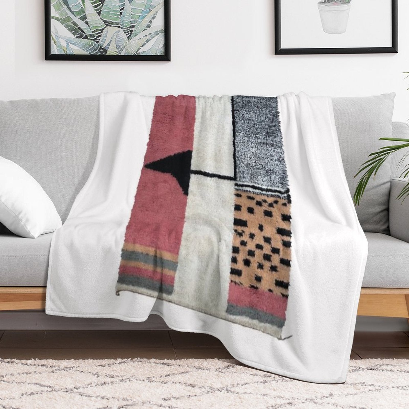 Traditional Farmhouse Rustic  Style Artwork Cactus Sabra Rug-handmade Silk  Boho Old Gift-ready Throw Blanket