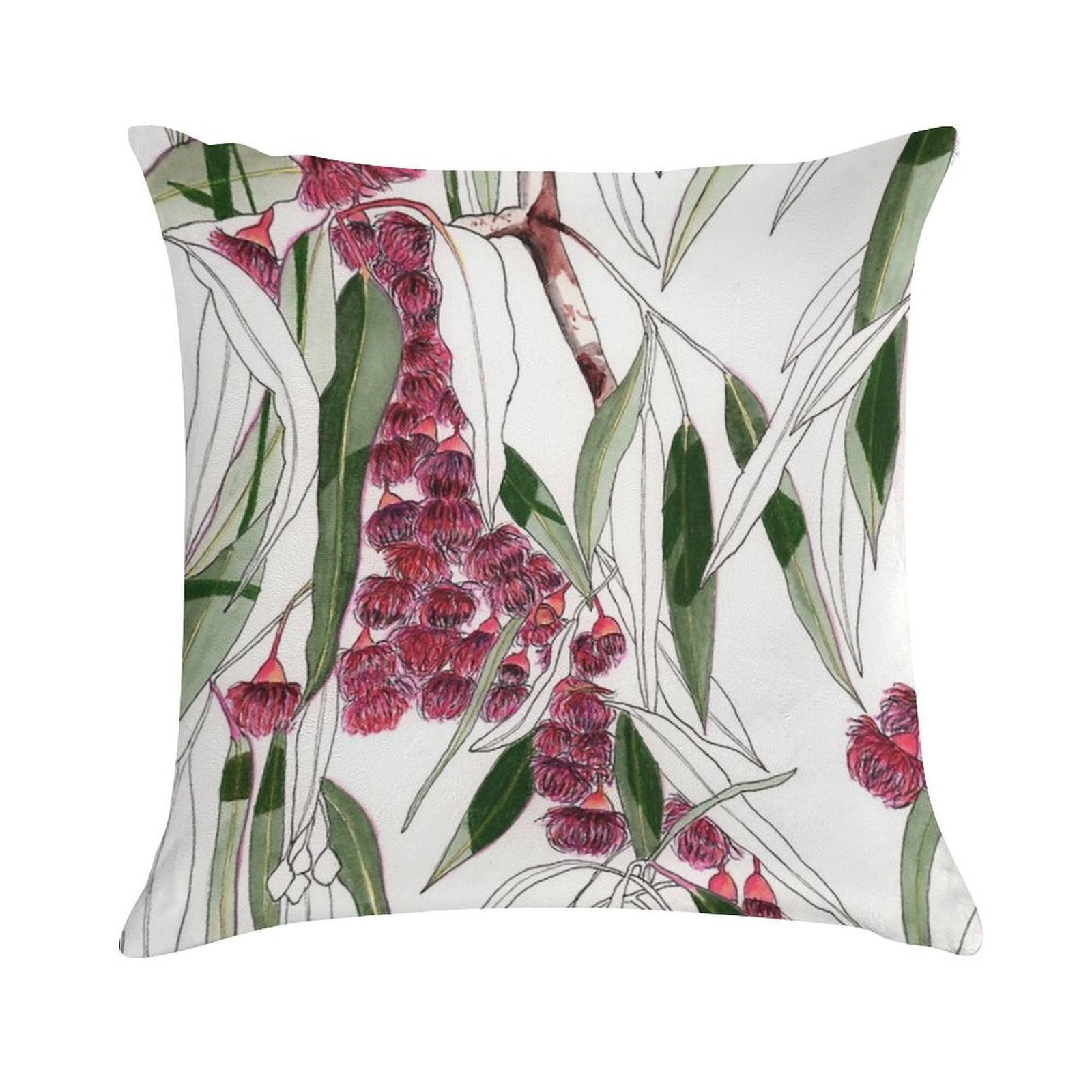 Flowering Gum Pink Australian Eucalyptus Leaves Soft Anti-Pilling Throw Pillow