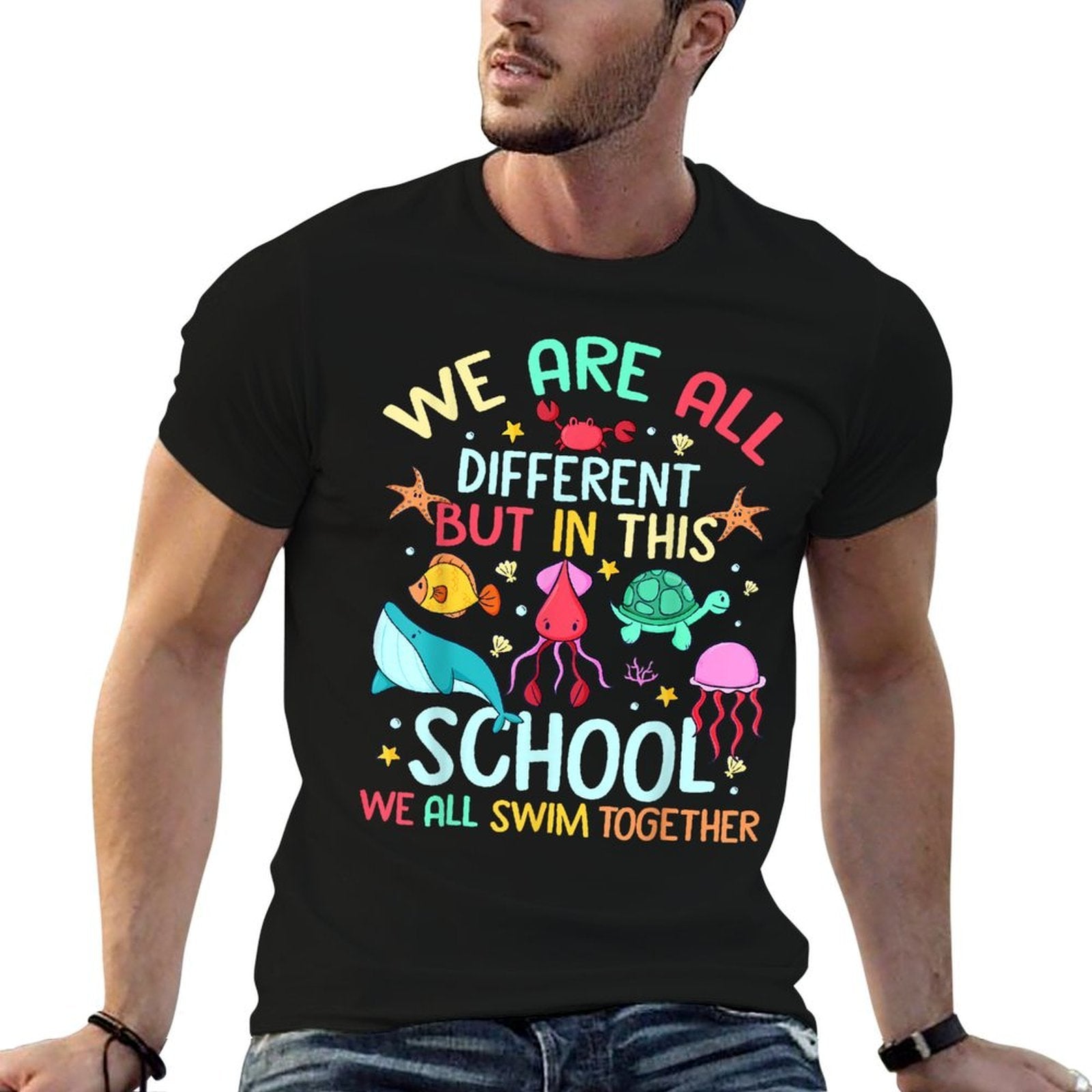We Are Different But In This School We Swim Together Ocean  Vintage-inspired T-Shirt