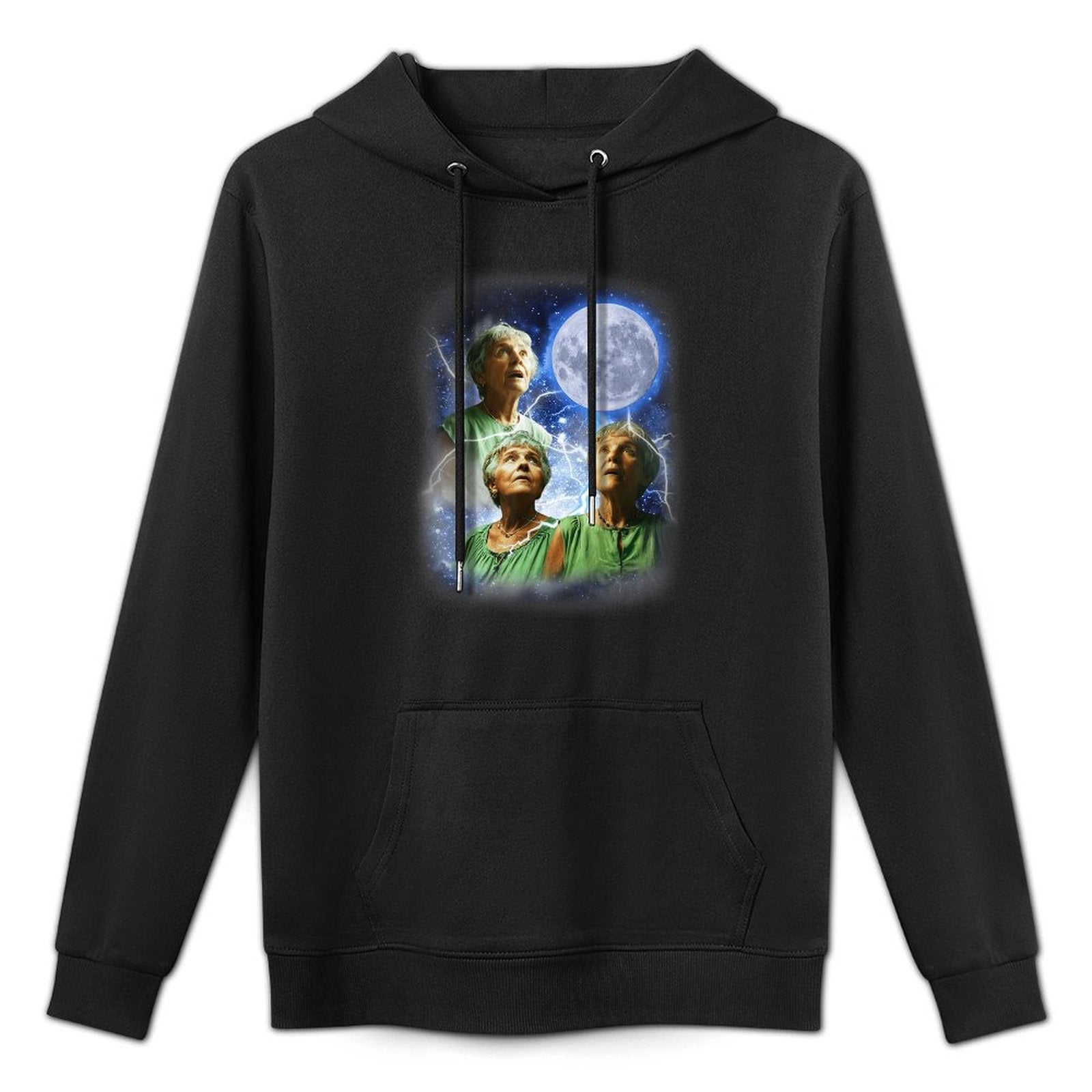 Three Granny Moon - 3 Old Ladys Howling Weird Cursed Meme Unisex Design Hoodie