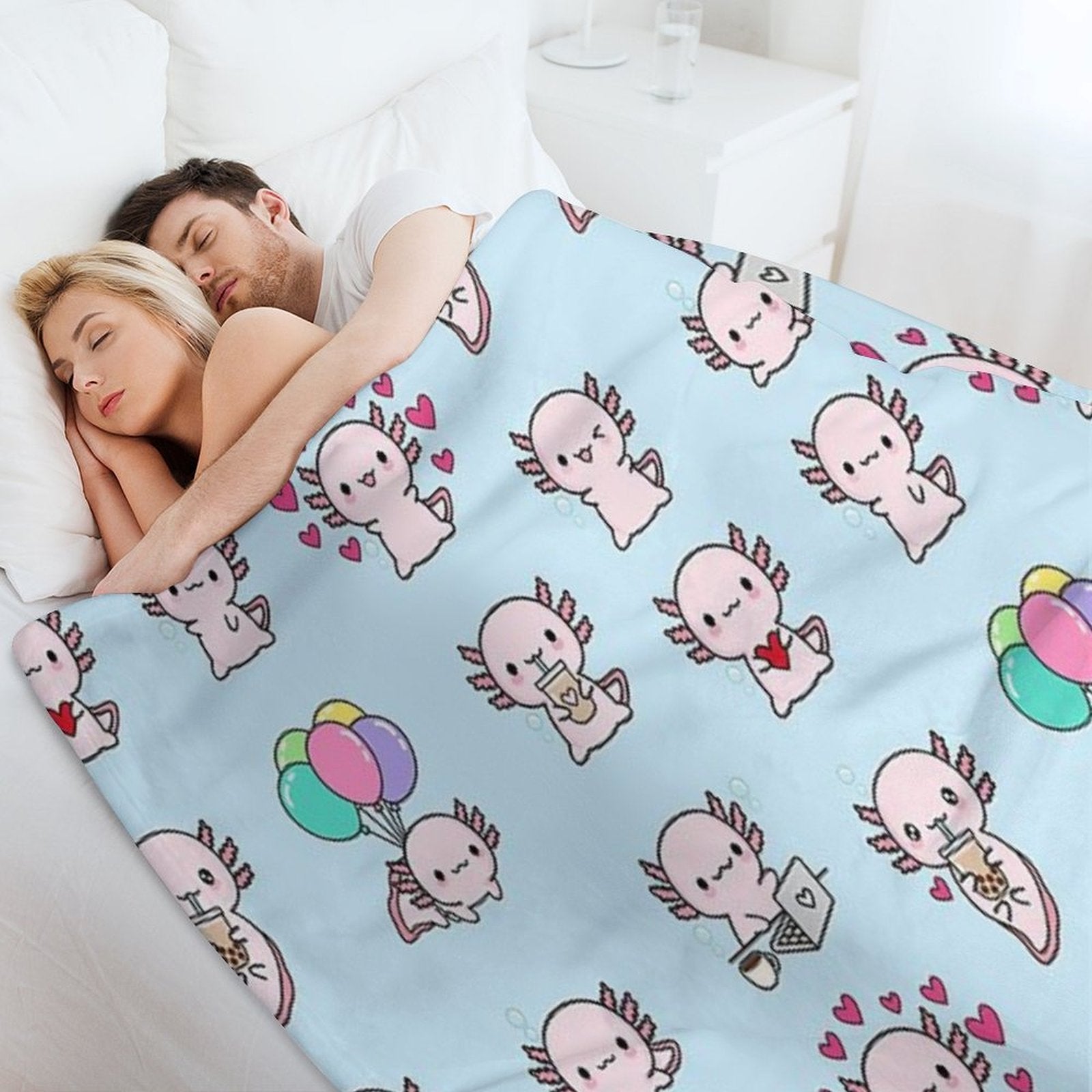 Copia De Cute Axolotl, Set Gift-ready Throw Blanket