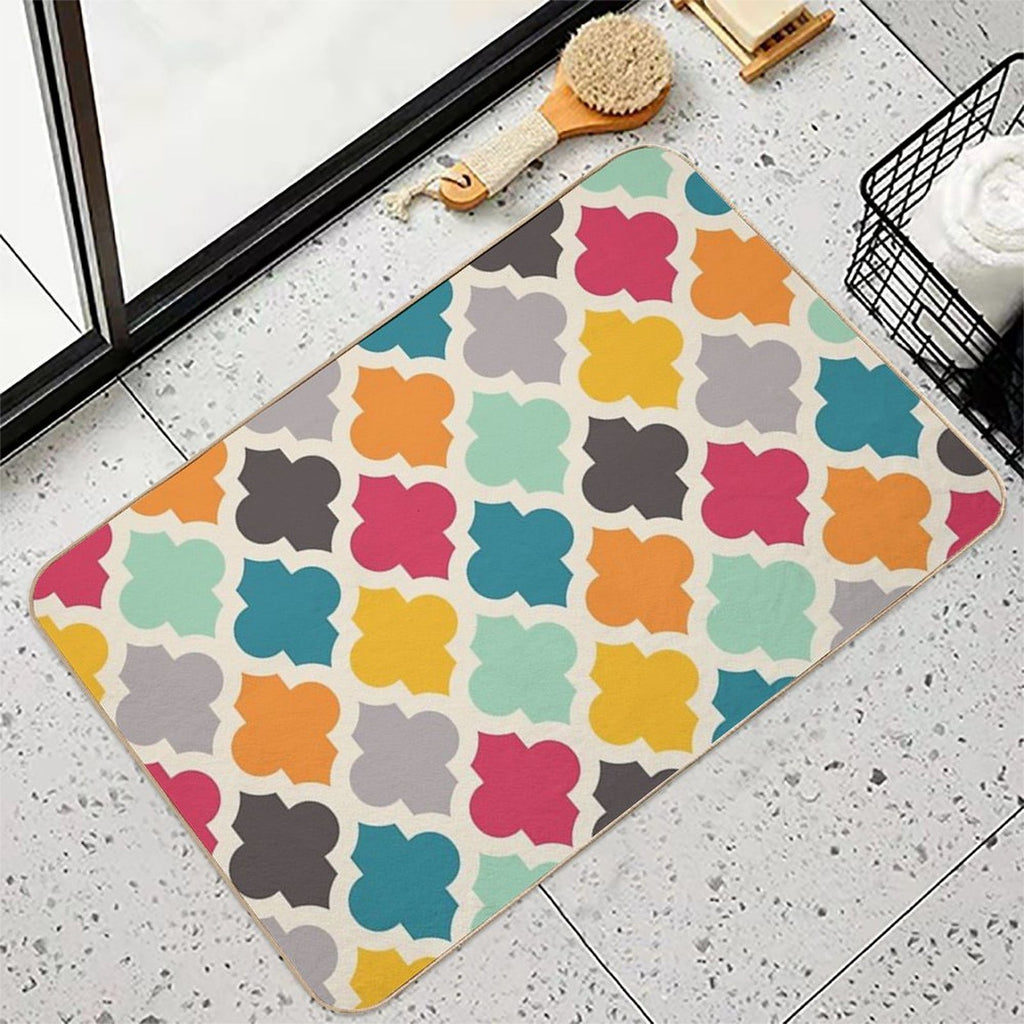 Colorful Moroccan Quatrefoil Lattice Pattern  Toxin-Free Bath Mat