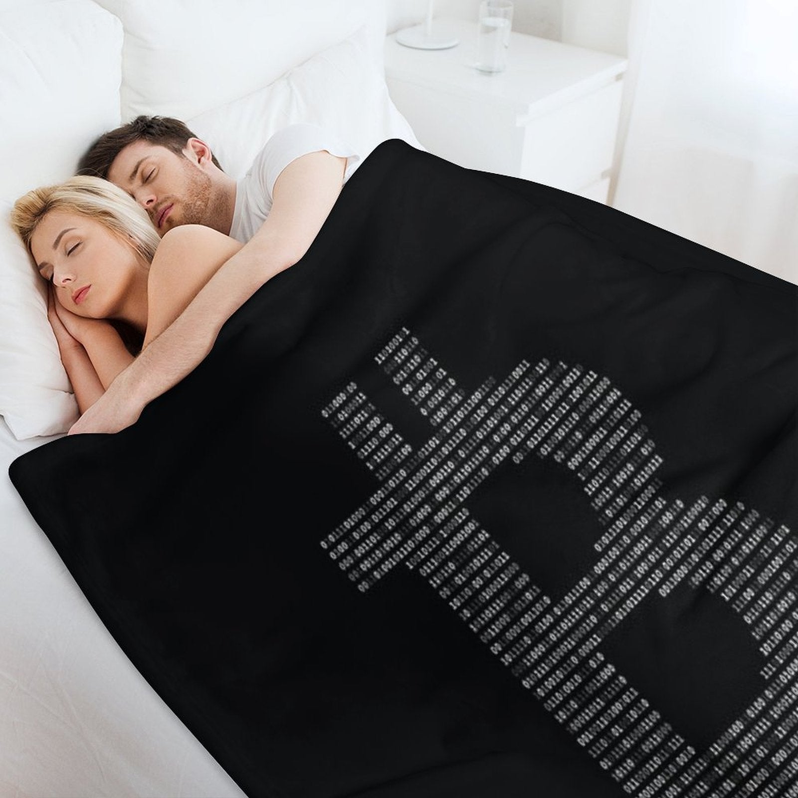 Bitcoin Binary Black Travel-friendly Throw Blanket