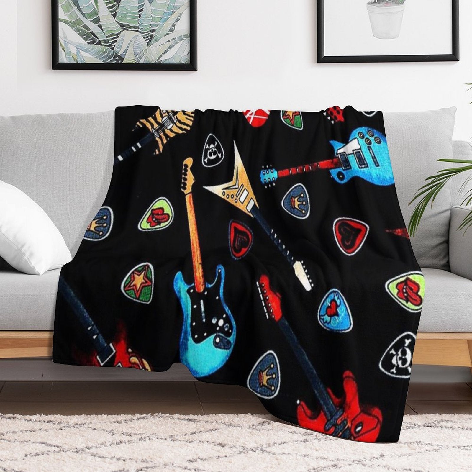 Electric Rock Guitars Velvety-soft Throw Blanket