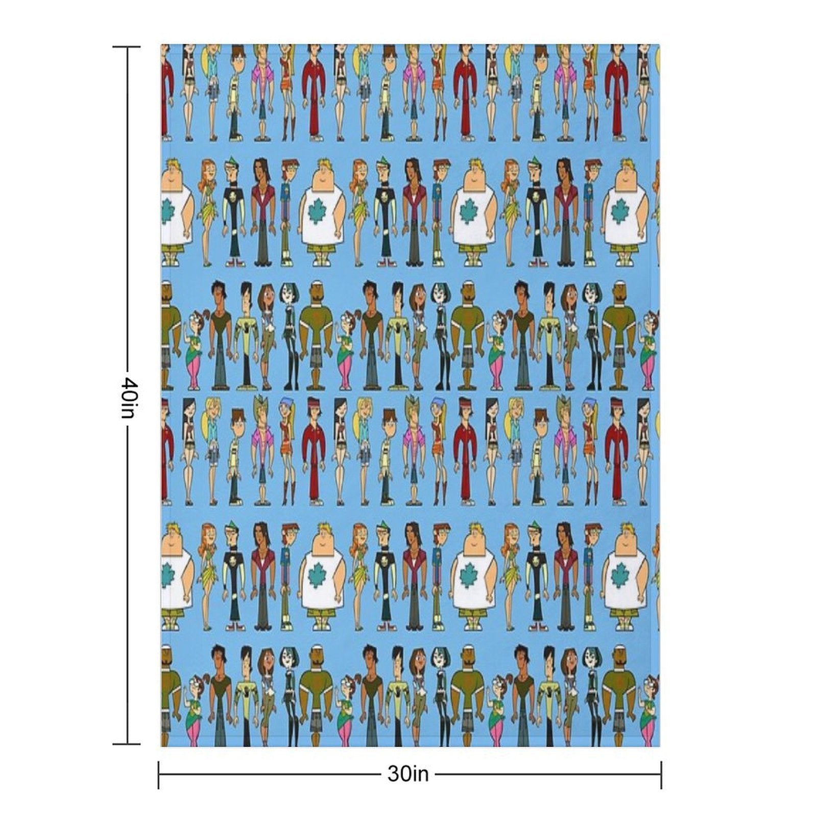 Total Drama; Light Blue Wrinkle-free Throw Blanket