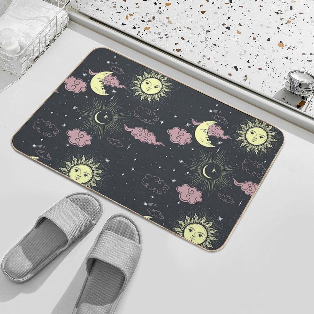 Stars And Moon Pattern  Absorbent Bath Mat