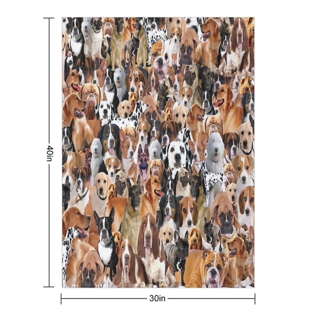 Dogs All Over Different Breed Dog Montage Design Durable Throw Blanket