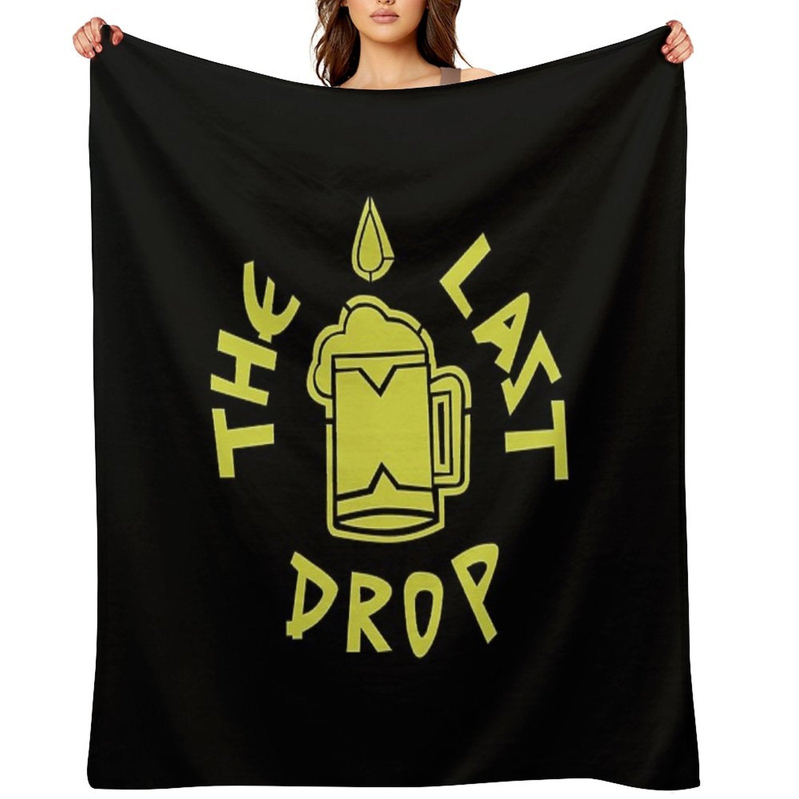The Last Drop (Thematic Neon Green- Black BG) Travel-friendly Throw Blanket