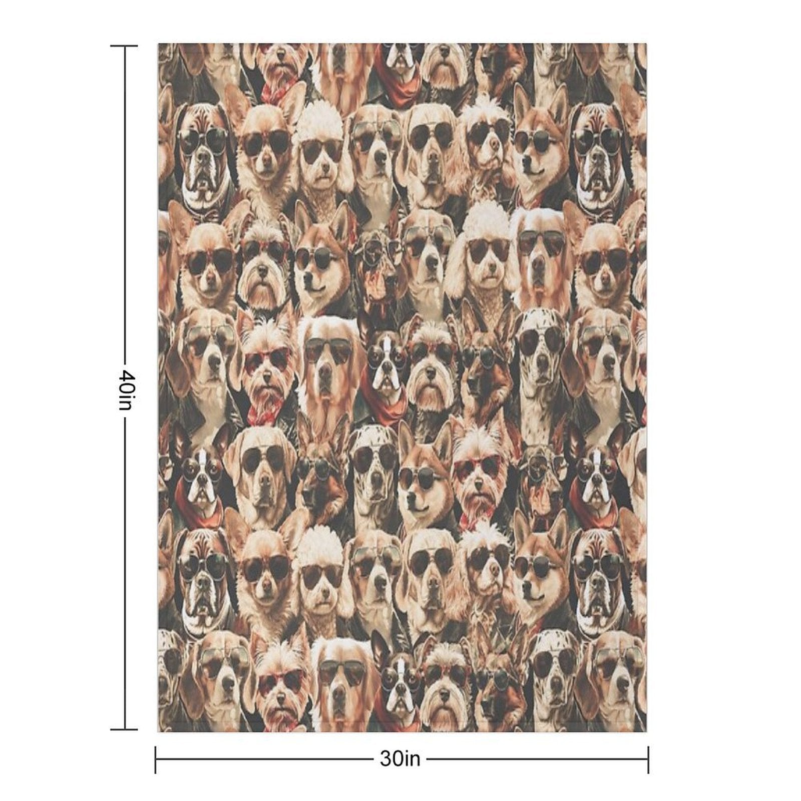 Vintage Anthropomorphic Dogs with Sunglasses Pattern  Dog Art All-season Throw Blanket