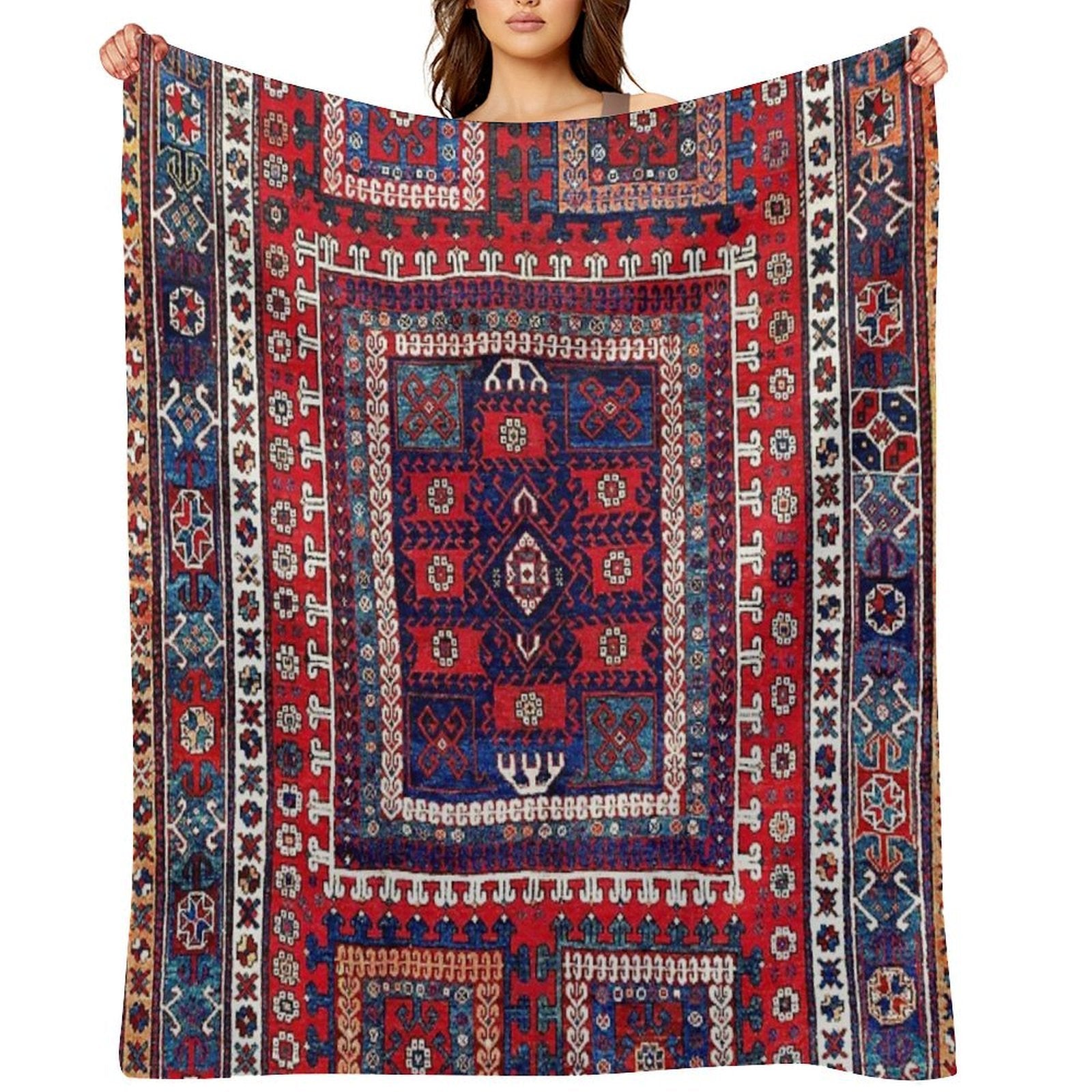 Karakecili Bergama Northwest Anatolian Rug Print Anti-pilling Throw Blanket